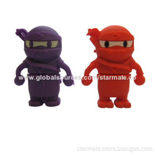 Cartoon USB Flash Drives, Made of Rubber, High-speed 2.0 Interface